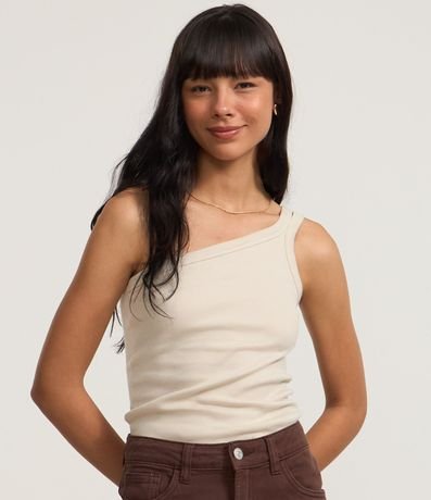 Blusa en Rib con Un Hombro Único y Asa Doble 1