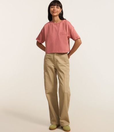 Remera Corta en Algodón con Pequeño Bolsillo y Mangas Largas 2