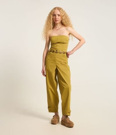 Pantalón Balloon en Sarga con Martingale en la Parte Baja