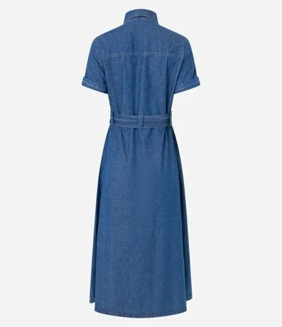 Vestido Midi en Jeans con Cinturón y Bolsillos Utilitários 6