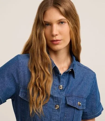 Vestido Midi en Jeans con Cinturón y Bolsillos Utilitários 4