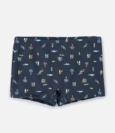 Sunga Infantil Boxer en Microfibra con Estampa de Mini Ícones Tropicales - Talle 5 a 14 años