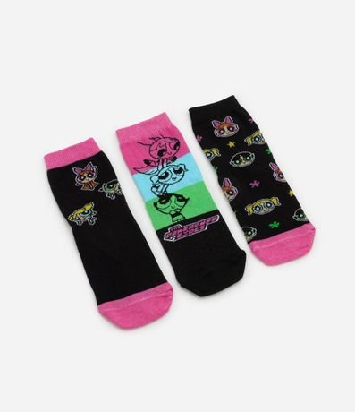 Kit 03 Medias Infantiles Estampa de Las Chicas Super Poderosas -Talle 19 a 34