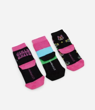 Kit 03 Medias Infantiles Estampa de Las Chicas Super Poderosas -Talle 19 a 34 2