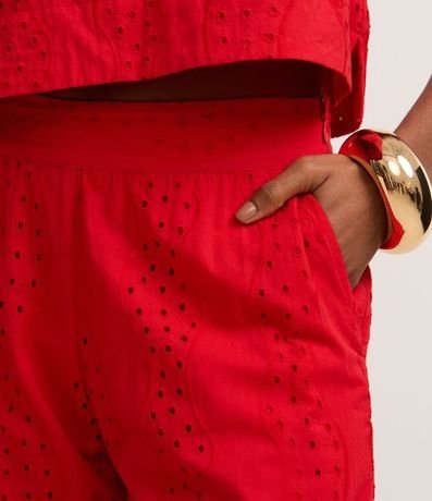 Pantalón Recto Cintura Alta en Laise con Textura Vazada 4