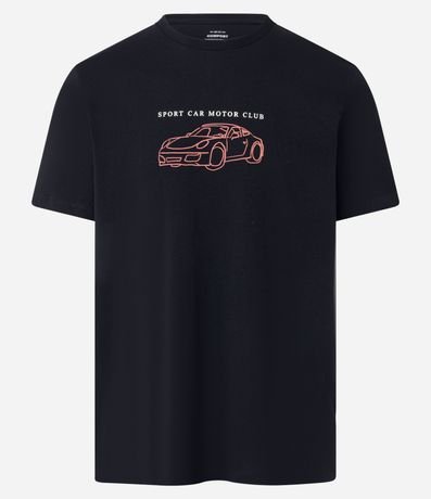 Remera Comfort en Algodón con Estampa de Carro  e Lettering 4