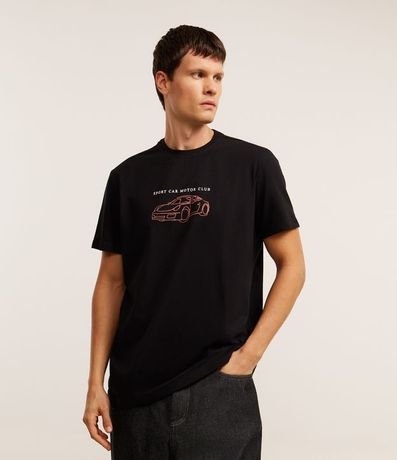 Remera Comfort en Algodón con Estampa de Carro  e Lettering 1