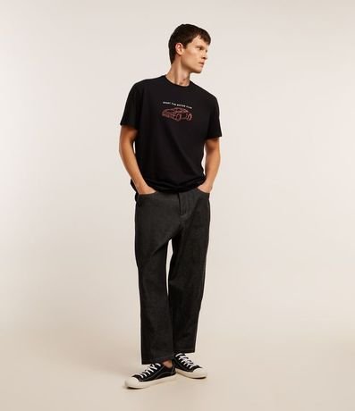 Remera Comfort en Algodón con Estampa de Carro  e Lettering 2