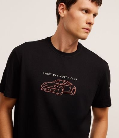 Remera Comfort en Algodón con Estampa de Carro  e Lettering 3