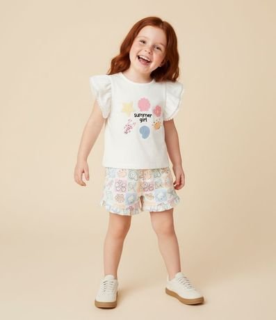 Blusa Infantil con Estampa de Playa y Lettering Summer Girl - Talle 1 a 6 años
