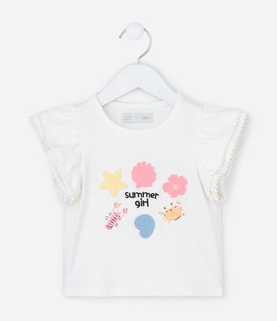 Blusa Infantil con Estampa de Playa y Lettering Summer Girl - Talle 1 a 6 años
