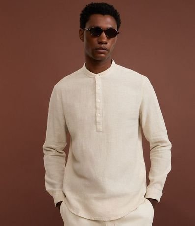 Camisa Ancha en Lino con Cuello Padre