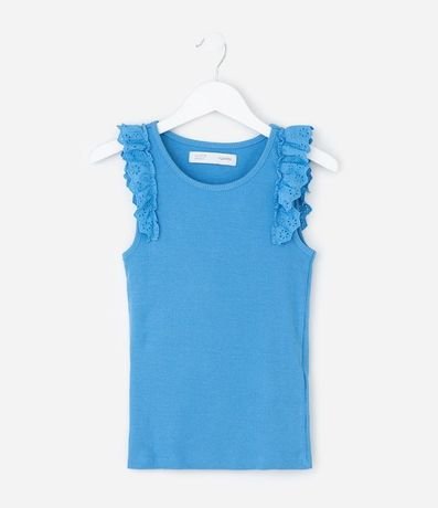 Musculosa Infantil en Rib con Volado de Broderie - Talle 5 a 14 años