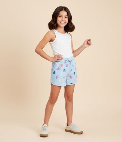 Short Infantil Runner en Microfibra Mini Ícones de Caracolas - Talle 5 a 14 años