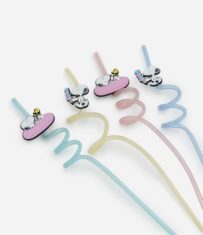 Kit 04 Pajitas Reutilizables con Patch de Snoopy 2