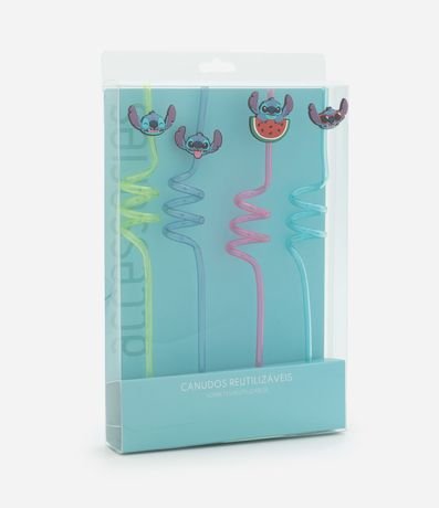 Kit 04 Canudos Reutilizables en Plástico Stitch Playa 2