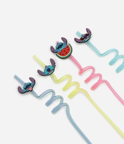 Kit 04 Canudos Reutilizables en Plástico Stitch Playa 3