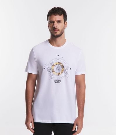 Remera Comfort en Algodón con Estampa de Brújula