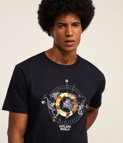 Remera Comfort en Algodón con Estampa de Brújula 3