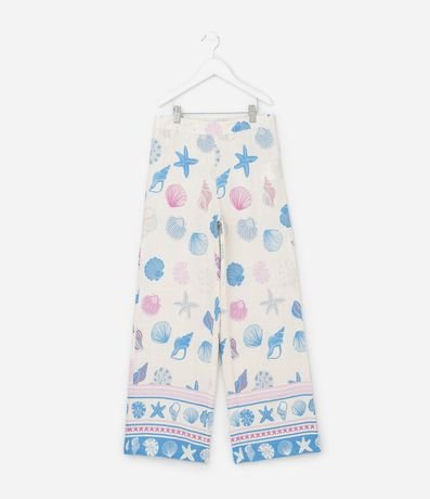 Pantalón Infantil Wide LEg en Viscolino con Estampa de Caracolas - Talle 5 a 14 años