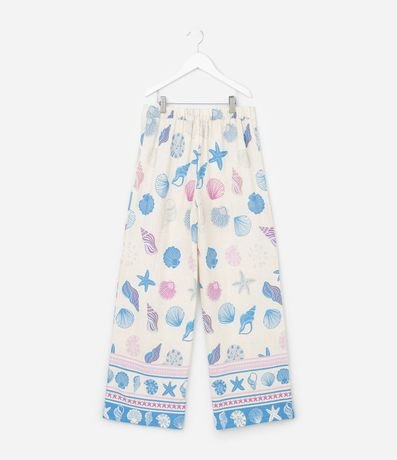 Pantalón Infantil Wide LEg en Viscolino con Estampa de Caracolas - Talle 5 a 14 años 2