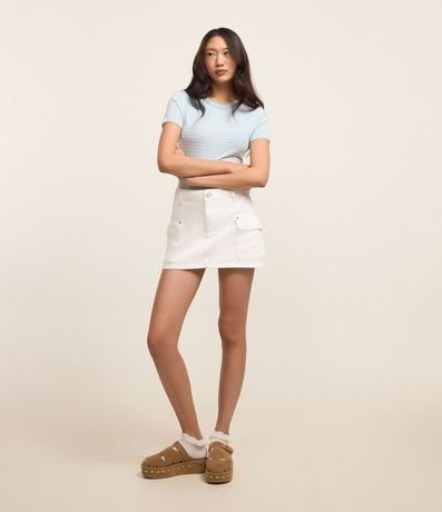 Blusa Cropped en Rib Básica Rayada 4