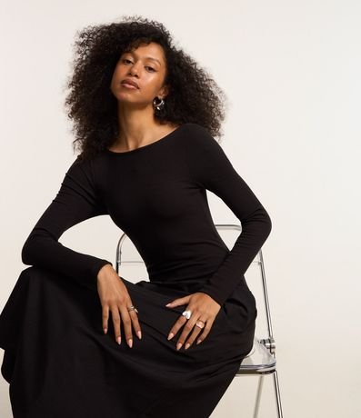 Vestido New Midi en Rib con Manga Larga 1