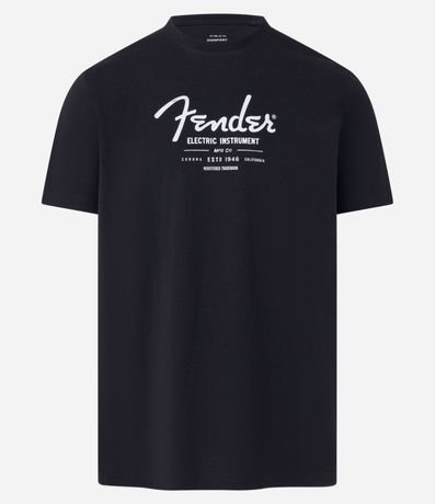 Remera Comfort en Algodón con Estampa Lettering Fender & Electric