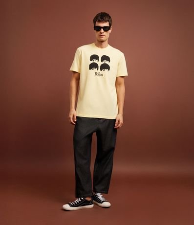 Remera en Algodón con Estampa de Rostros The Beatles 2