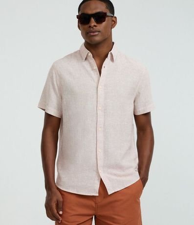 Camisa Regular en Lino con Abotonado