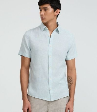 Camisa Regular en Lino con Abotonado