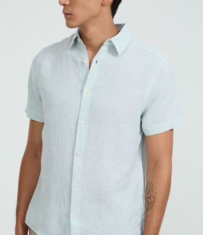 Camisa Regular en Lino con Abotonado 3
