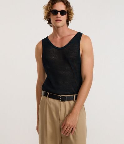 Musculosa con Efecto Ganchillo y Cuello Redondo