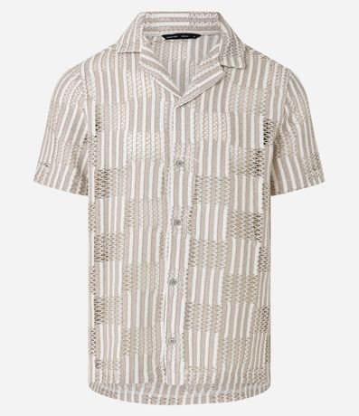 Camisa Regular en Encaje Bicolor Texturizada 6