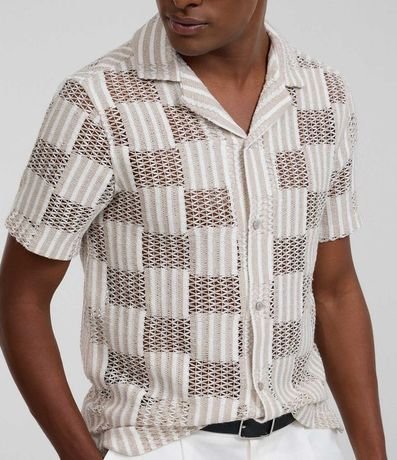 Camisa Regular en Encaje Bicolor Texturizada 3