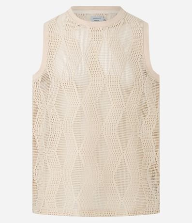 Musculosa Regular en Jacquard Telada con Textura Cuadriculada 7