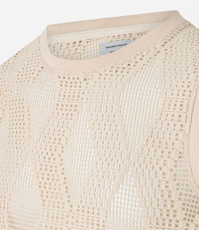 Musculosa Regular en Jacquard Telada con Textura Cuadriculada 8