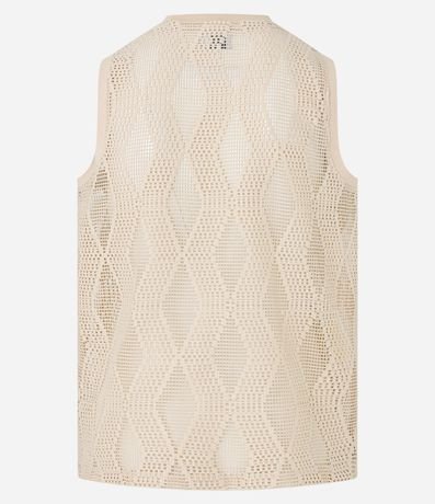 Musculosa Regular en Jacquard Telada con Textura Cuadriculada 9