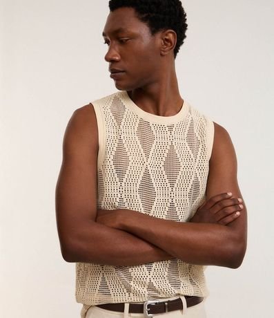 Musculosa Regular en Jacquard Telada con Textura Cuadriculada 6