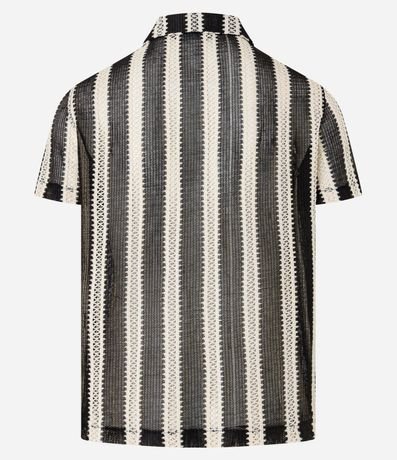 Camisa Regular en Encaje con Estampa de Rayas y Textura 3