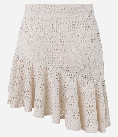 Pollera Ajustada Corta con Punto Cutout y Bajo de Volado 10