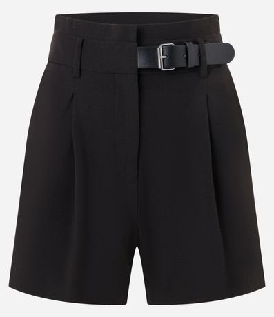 Short Recto Sastre con Cintura Alta y Medio Cinturón Delantero