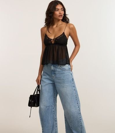 Pantalón Barrel en Jeans con Recortes en la Parte Baja 2