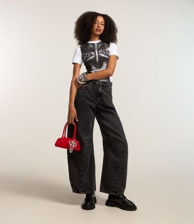 Pantalón Barrel en Jeans con Recortes en la Parte Baja 2