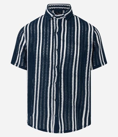 Camisa en Punto con Estampa de Rayas y Texturizadas 7
