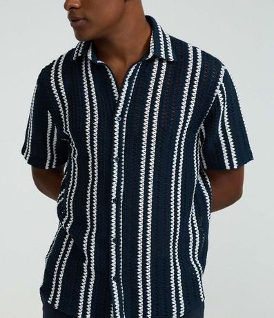 Camisa en Punto con Estampa de Rayas y Texturizadas 4