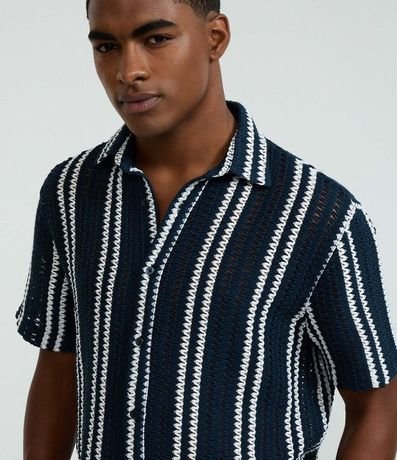 Camisa en Punto con Estampa de Rayas y Texturizadas 6