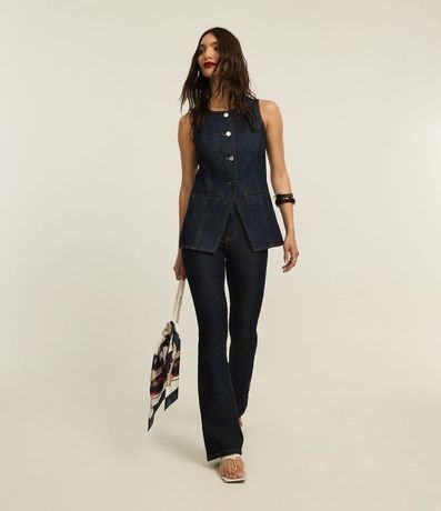 Pantalón Bootcut en Jeans Raw con Cintura Alta