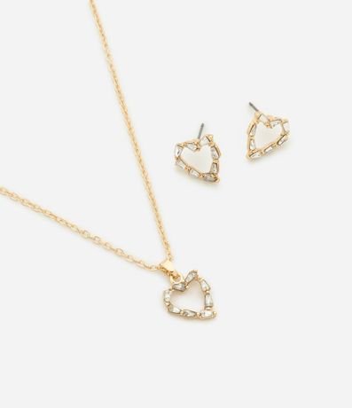Conjunto de Collar Corto y Caravana con Colgante de Corazón Cutout