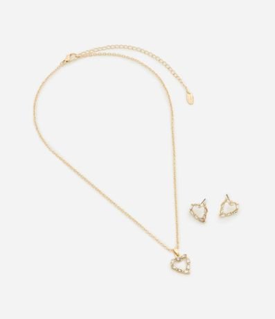 Conjunto de Collar Corto y Caravana con Colgante de Corazón Cutout 2